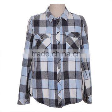 Cotton lattice lady tops formal shirts designs dress/female apparel suppliers