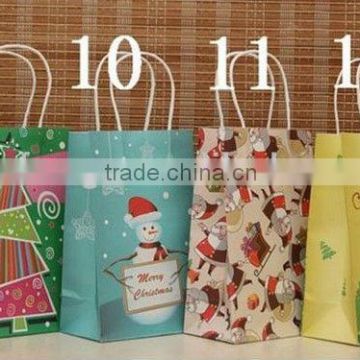 Christmas brown paper gift bags with different designs