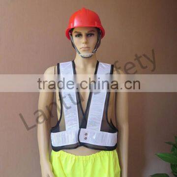 black mesh safety vest with PVC reflective tapes