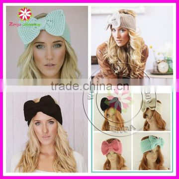 Fashion Women Ladies Bow Crochet Headband Knit Headwrap Ear Warmer Hairband