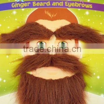 Ginger Beard & Eyebrows Scottish Man Set Brown fake Moustache Fancy Dress Party MU065