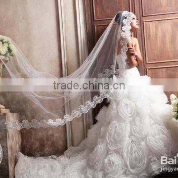 10PCS MOQ: White Cheap And Beautiful 1mW * 3mL Wedding Bridal Veils With Free Shipping