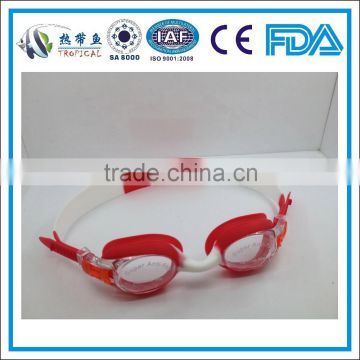 High quality children swimming glasses Silicone kids swim goggles in red and white color