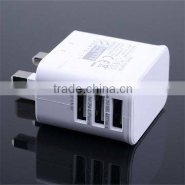 universal UK plug 3 usb ports travel wall charger mini usb power adapter