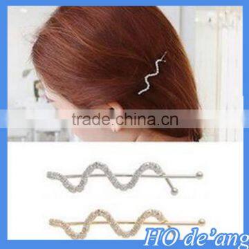 2016 New Korean diamond inlay wavy hair ornaments hairpins metel hair clip MHo-50