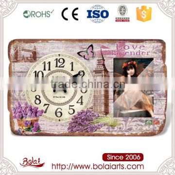 Good quality lavenders and flowers multifunction love photo frame with clock