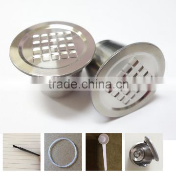 stainless steel compatiable coffee capsule with brush,ring and spoon