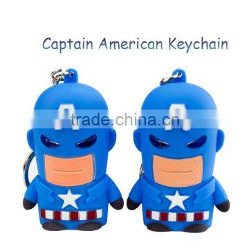 Creative Movie Character captain America LED light flash keychain