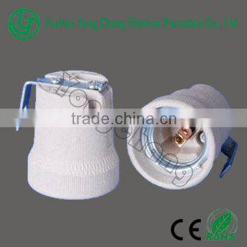 China manufacturer ceramic E27 lamp cap with bracket for low voltage