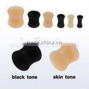 Flesh-toned silicone plug retainer - 6g (4mm) to 1/2" (12mm)