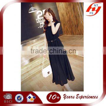 2016 Elegant Exquisite New Design Long Chiffon Maxi Dress With Belt for Woman