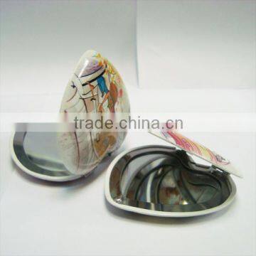 high quality aluminum heart shaped cosmetic mirrors/double sided heart shaped compact mirror