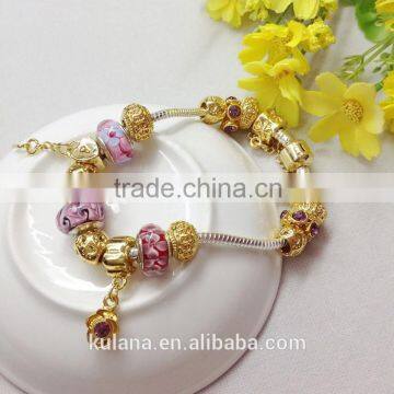 New Stock Fashion Jewelry Alloy Material Glass Beads DIY Charm Christmas Bracelet