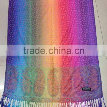 2016 New Rainbow color jaquard leopard design viscose Scarf