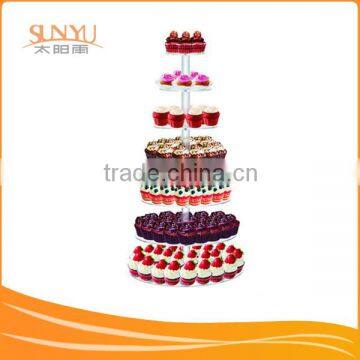 18" Base Tier 7 Stages Clear Acrylic Round Cupcake Stand Wedding Birthday Cake Display Tower 1/4" Thick