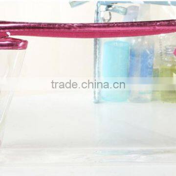 Candy colors binding clear PVC cosmetic bag, make up bag