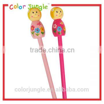 Cute pencil for kid pink wooden pencil