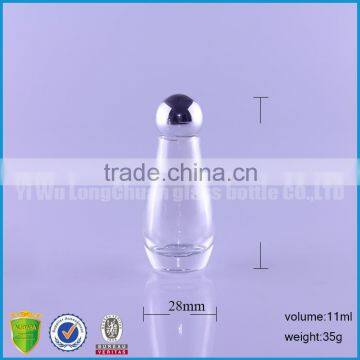 Wholesale Clear 8ml 12ml Empty Cosmetic Glass Liquid Bottle with Metal Cap