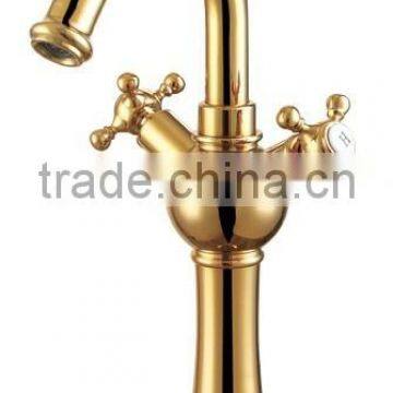 2015 hot classic gold usa Brass Cross-Handle Single-Hole Faucet