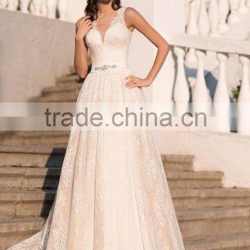 Amazing French Eyelash Lace Wedding Dress A-line shape Gorgeous Dalit