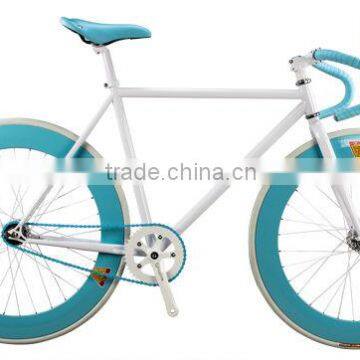 fixed gear bike 700c single speed track bicycle white frame blue