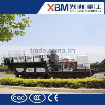 Quarry and mining tow truck mounted cone crusher, trailer crusher plant, mobile crusher plan for leasing