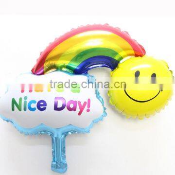 Similing face rainbow balloons wholesale balloons have a nice day balloon 46*40cm