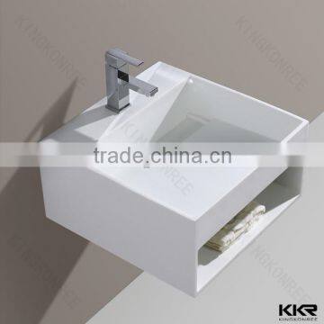 square solid surface wall hung wash basins with brackets