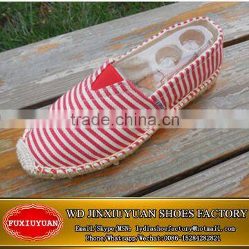 Lady's flat canvas upper espadrilles shoes low price