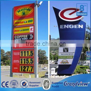 Outdoor large pylon sign gas price sign