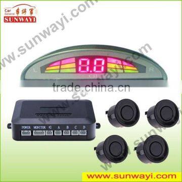 Numerical and color LED display car parking sensor system with buzzer alarm