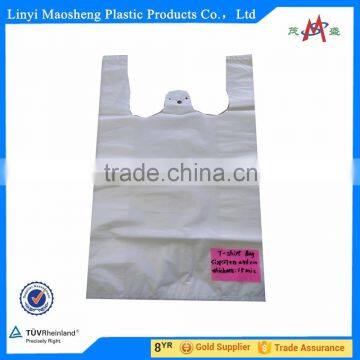 white t-shirt biodegradable plastic bags with logo with handle holes