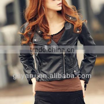 Women Fashion Black Short Leather Jacket and Blazers 2013