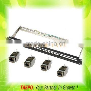 19" STP RJ45 1U CAT5E with cable manager 24-port patch panel