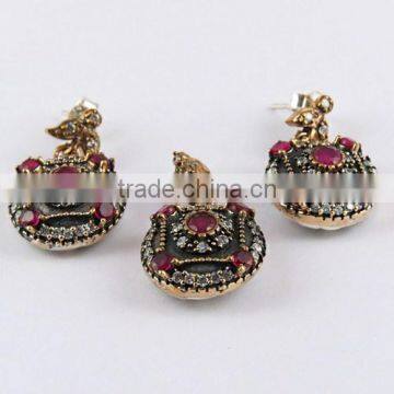 Simple The Best !! Red Onyx_White CZ 925 Sterling Silver Set, Silver Jewellery Manufacturer, Fashionable Silver Jewelry Exporter photo-2