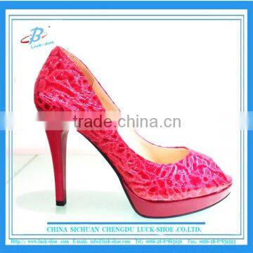 2016 new model plat form wedding shoes red color fish toe women high heels wedding shoes