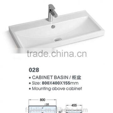 FOSHAN LELIN ceramic L800mm cabinet basin small size vanities top bathroom basin of LT-042