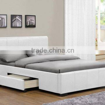 White PU leather storage bed