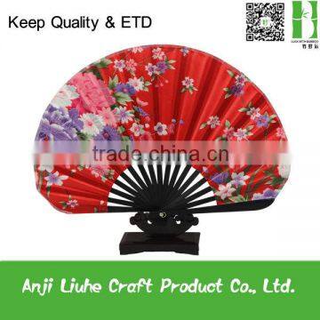 Cloth Bamboo Folding Fan For Wedding Gift red