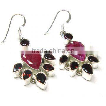 Red stone earrings sterling silver gemstone jewellery