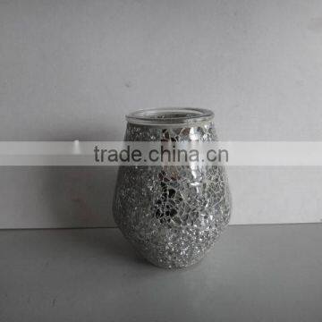 SILVER GLASS CRACKLE TUMBLER