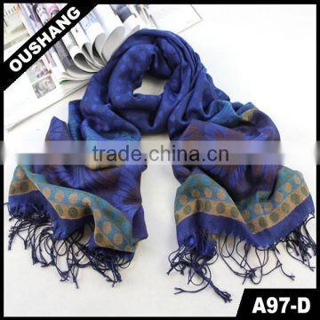 A97-D Fashion Blue Fan Flower Cheap Scarf