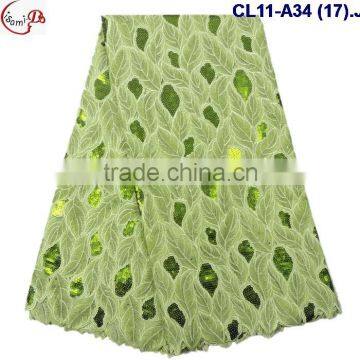 CL11-A34 (17) New arrival and good quality Organza lace fabric with big suquins for dress and clothes