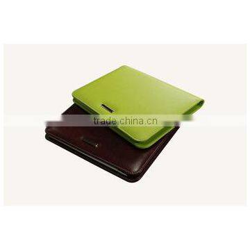 Smooth surface leather business portfolio with notepad and pen holder