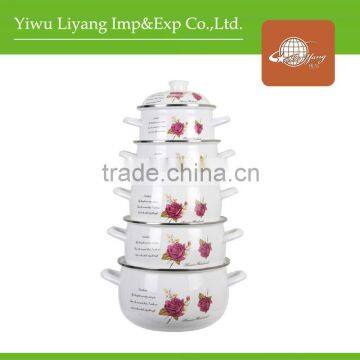 773D 5PCS Enamel Cookware Set with Hollow Handle Enamel Pot Set