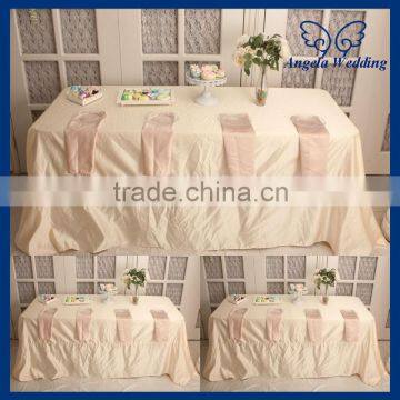 CL053A Wholesale cheap elegant wedding polyster thick satin champagne table cloth