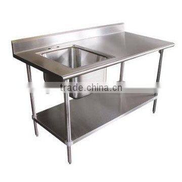 Prep / Work Table With Sink and Backsplash18 Gauge Stainless Steel Top