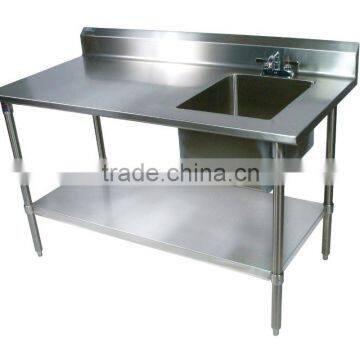 Icegreen Stainless Steel Prep Table with Sink Bowl and Galvanized Undershelf