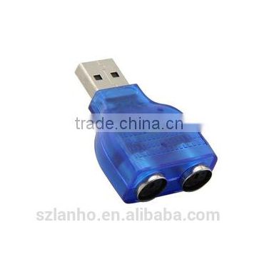 2016 new wholesale USB Male to 2 PS/2 Female Adapter T-splitter