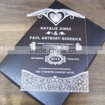 Unique style Fingerprint Heart A6 acrylic laser cut wedding invitation card